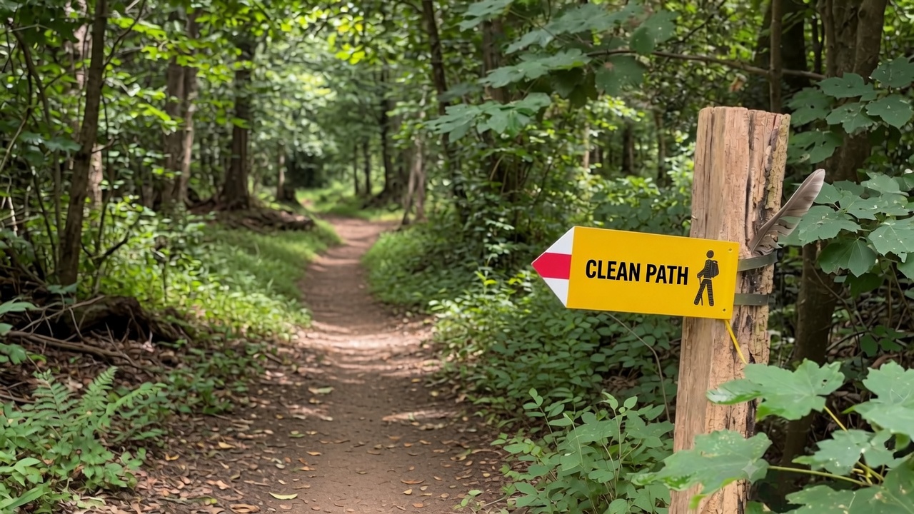 Ein markierter Wanderweg durch den Wald, als Bild für die Analogie zu gutem Code