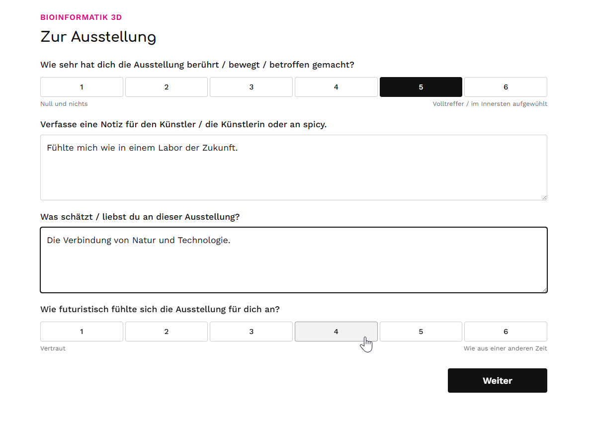 Spicy Feedback Tool Umfrage aus Besuchersicht